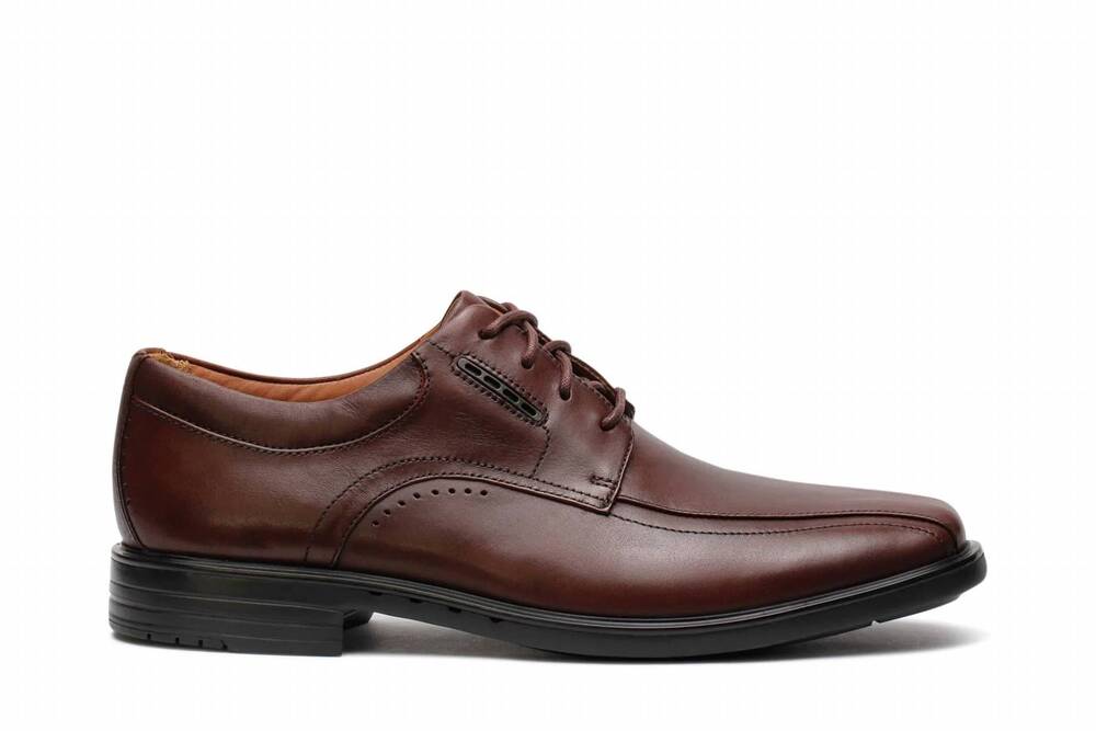 NEW CLARKS men's un kenneth way shoes in brown leather
